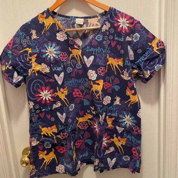 Disney Tops - Scrub Top Disney  Bambi Large ( 9 - 18 )